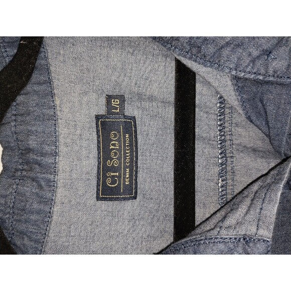 Ci Sono Denim Collection Button Down Chambray Shirt Dress Size Large - Picture 4 of 6